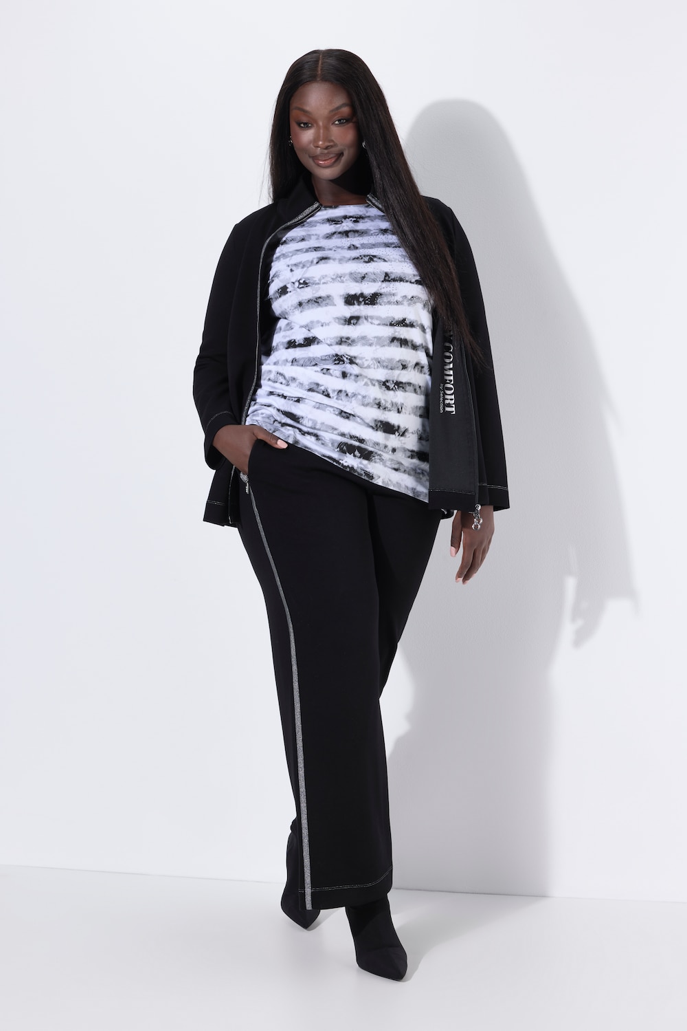 Große Größen Jogginghose Rose, Damen, schwarz, Größe: 46/48, Viskose/Polyester, Ulla Popken von Selection