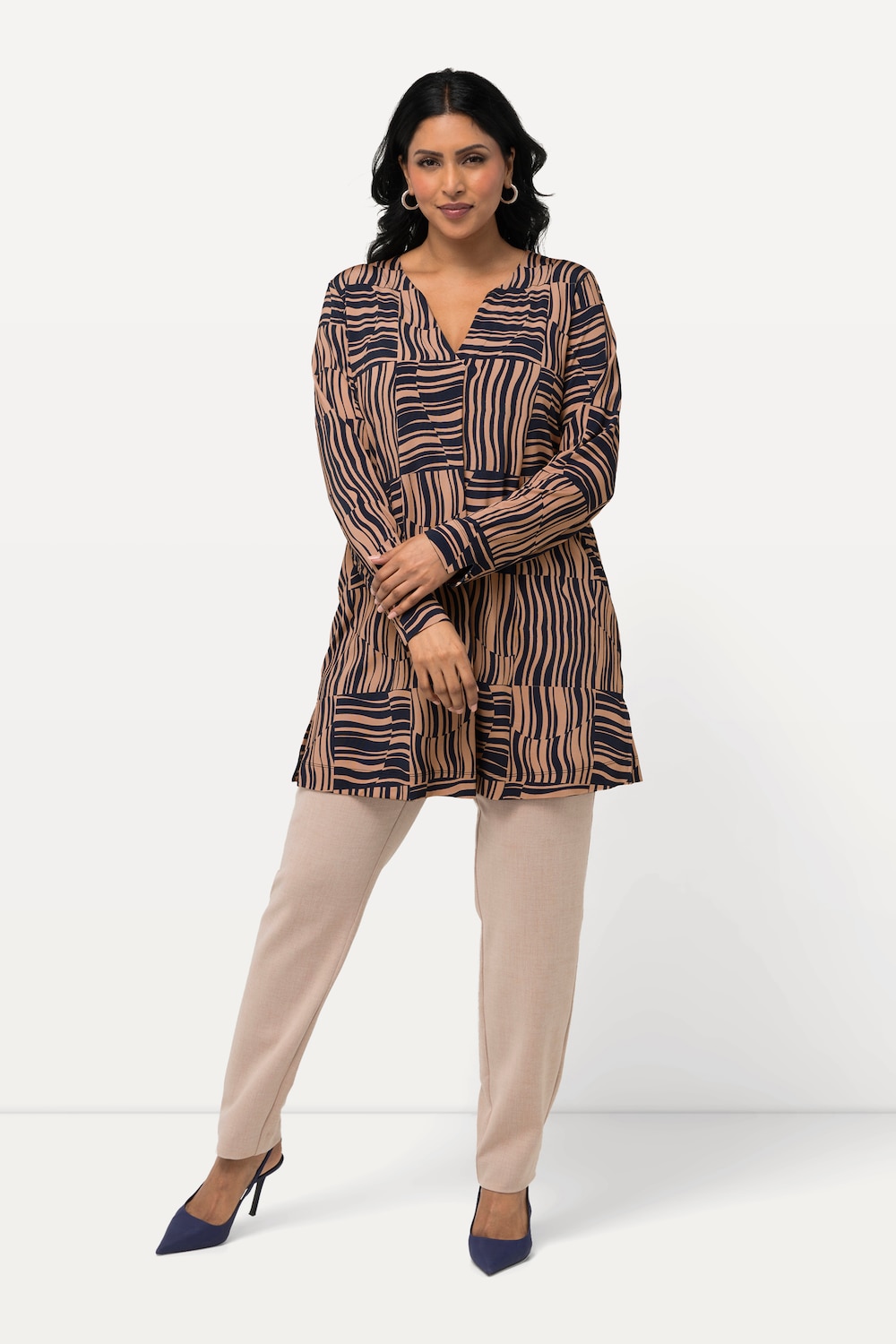 Große Größen Long-Slinkyshirt, Damen, blau, Größe: 54/56, Viskose, Ulla Popken von Selection