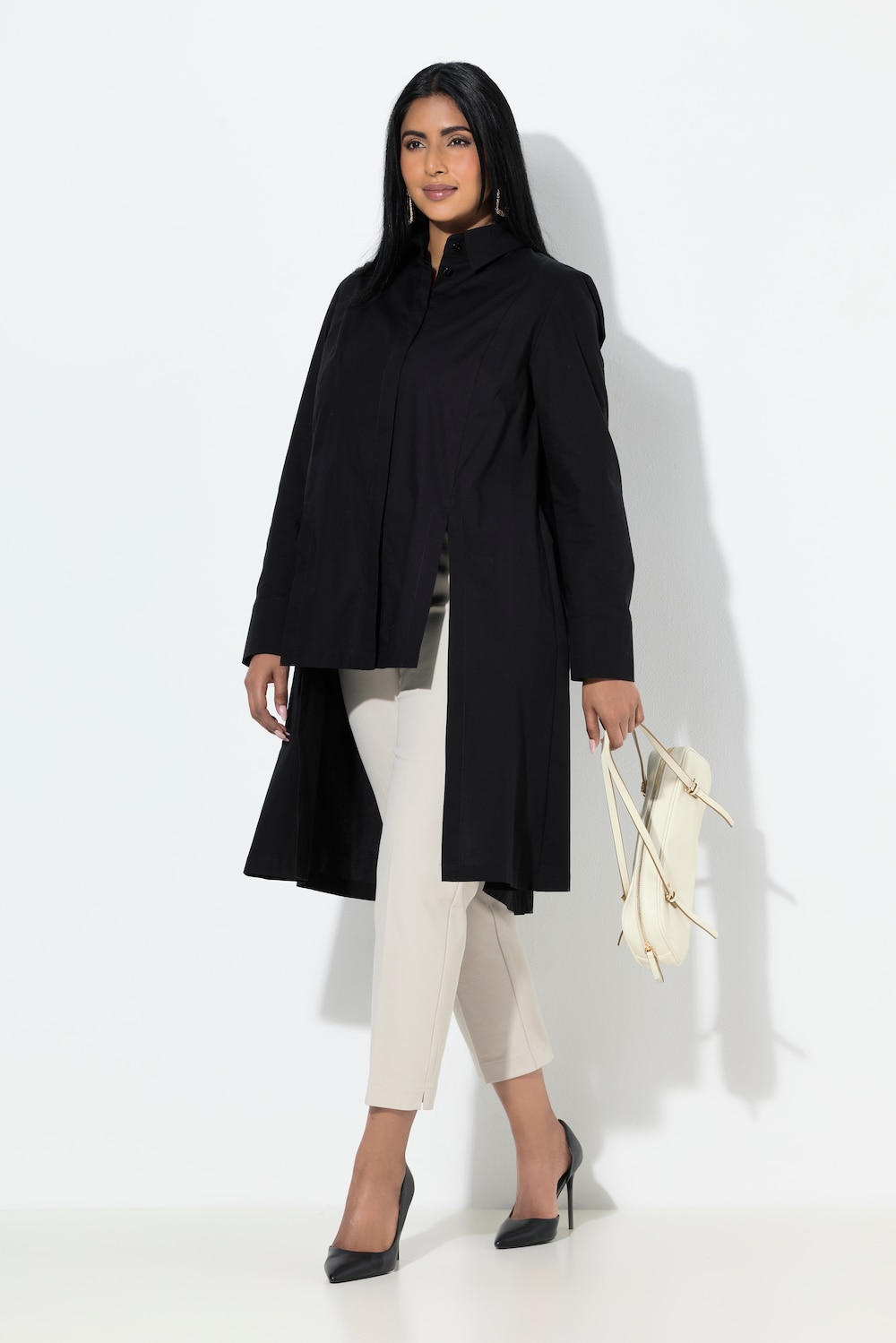 Große Größen Longbluse, Damen, schwarz, Größe: 42/44, Baumwolle/Synthetische Fasern, Ulla Popken von Selection