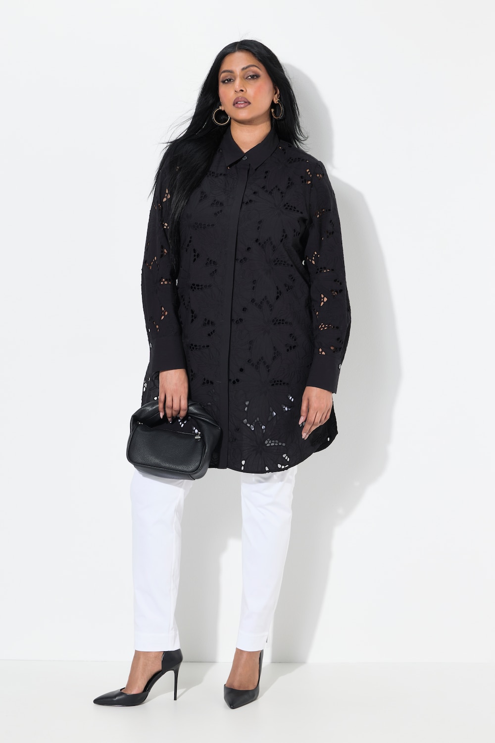 Große Größen Longbluse, Damen, schwarz, Größe: 46/48, Baumwolle, Ulla Popken Große Größen Longbluse, Damen, schwarz, Größe: 46/48, Baumwolle, Ulla Popken von Selection