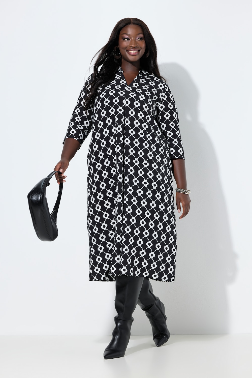 Große Größen Lyocell-Midikleid, Damen, schwarz, Größe: 42/44, Synthetische Fasern, Ulla Popken von Selection