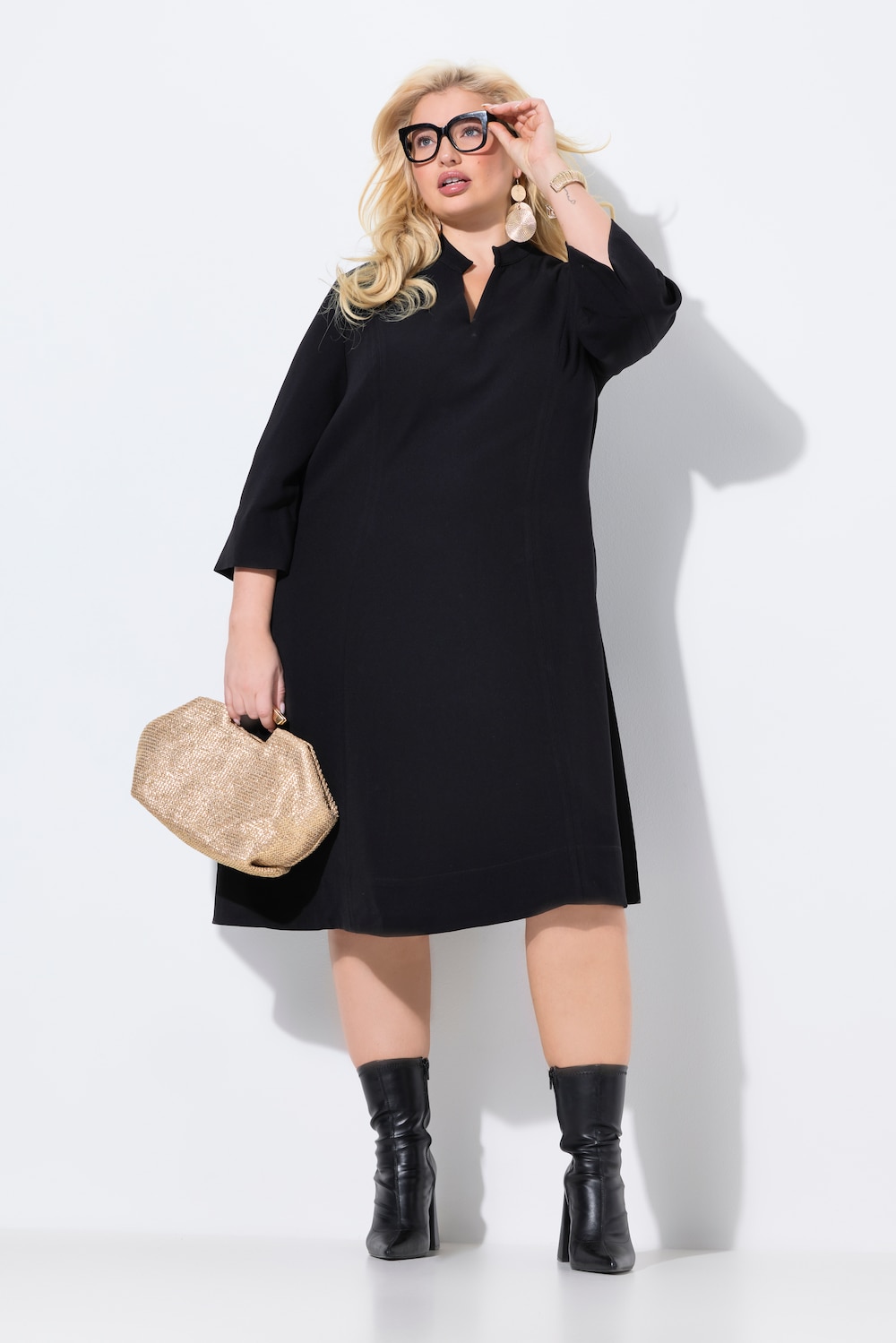 Große Größen Midikleid, Damen, schwarz, Größe: 42/44, Kunstseide/Viskose/Polyester, Ulla Popken von Selection
