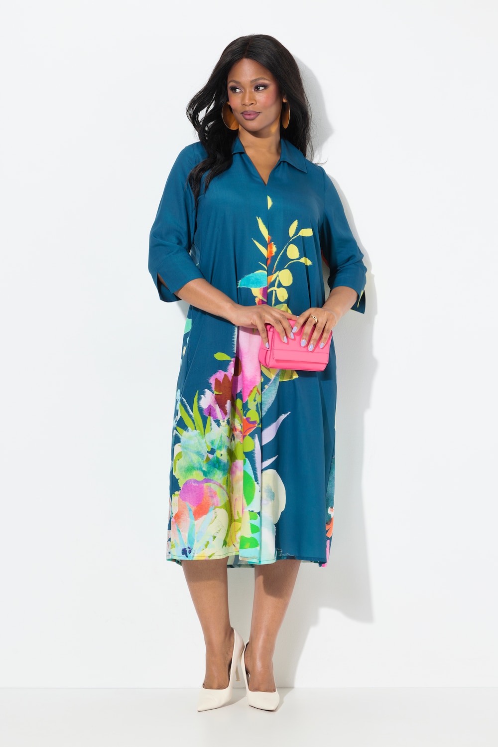 Große Größen Midikleid, Damen, türkis, Größe: 46/48, Synthetische Fasern, Ulla Popken von Selection