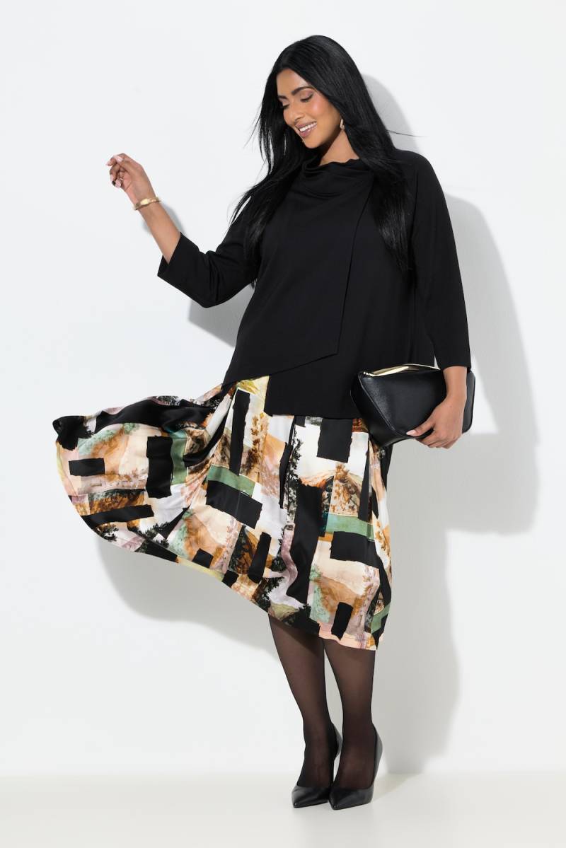 Große Größen Midirock, Damen, schwarz, Größe: 46/48, Viskose, Ulla Popken von Selection