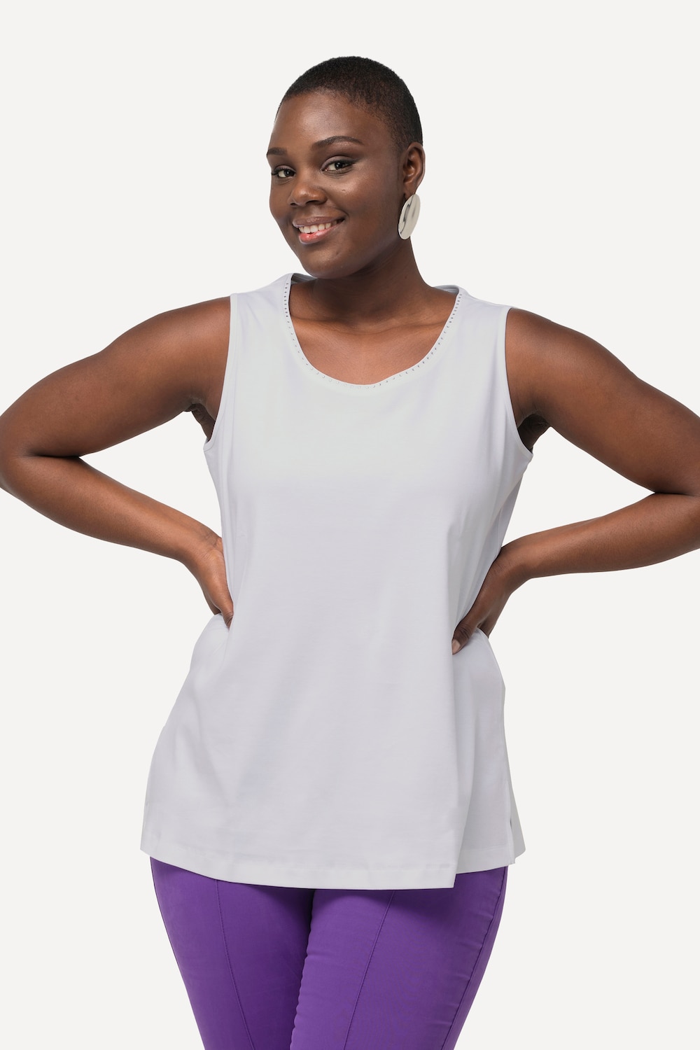 Große Größen Pima Cotton-Top, Damen, weiß, Größe: 54/56, Baumwolle, Ulla Popken von Selection