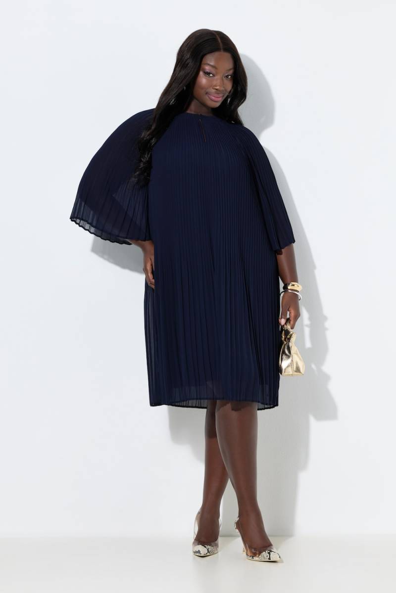 Große Größen Plisseekleid, Damen, blau, Größe: 50/52, Polyester/Viskose, Ulla Popken von Selection