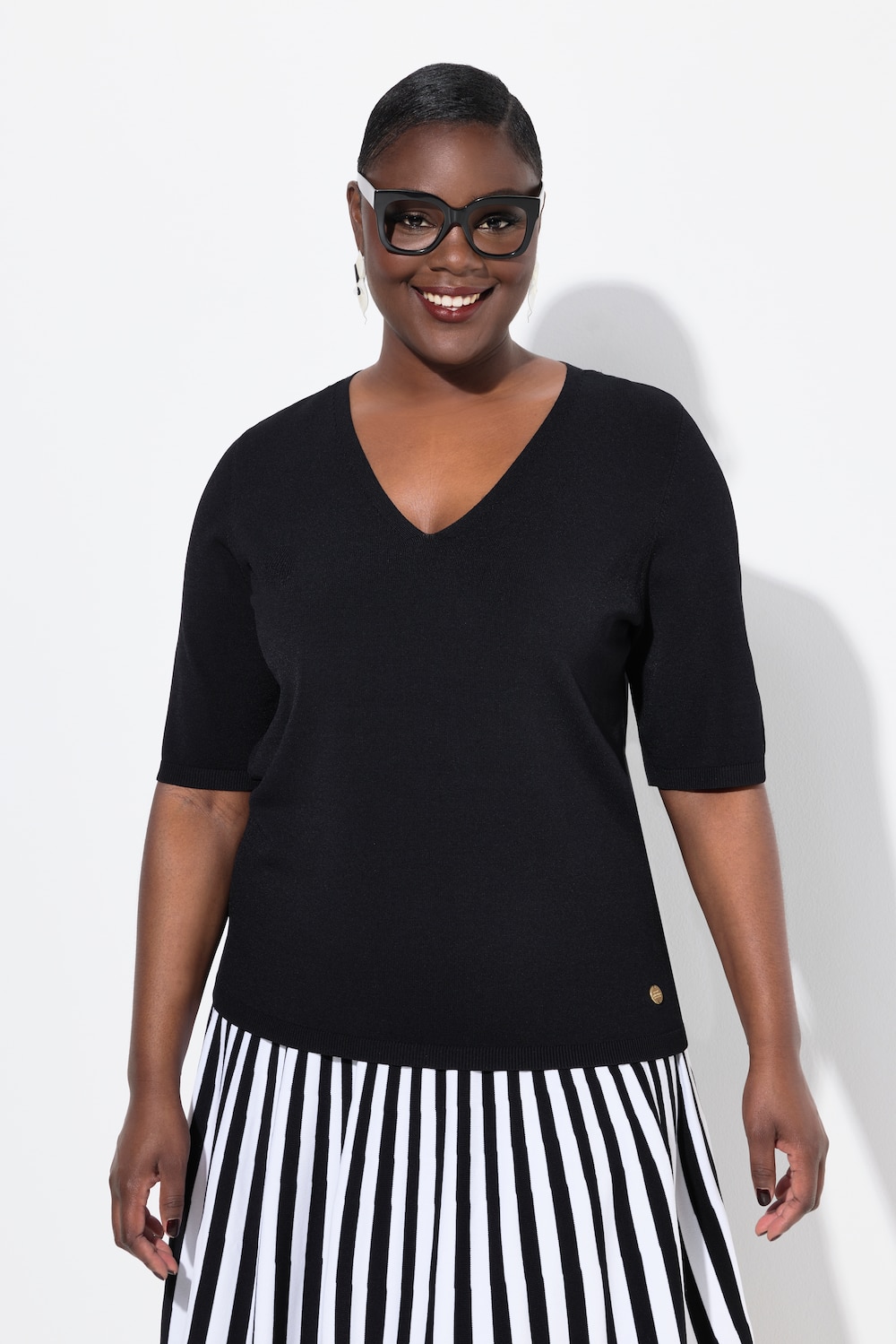 Große Größen Pullover, Damen, schwarz, Größe: 42/44, Viskose/Synthetische Fasern, Ulla Popken von Selection