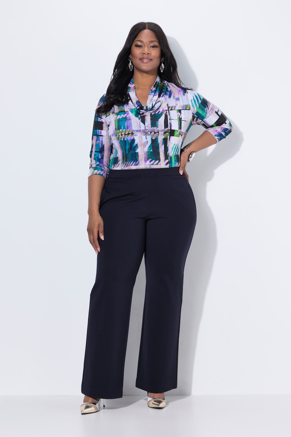 Große Größen Punto-Hose, Damen, blau, Größe: 46, Viskose/Synthetische Fasern, Ulla Popken von Selection