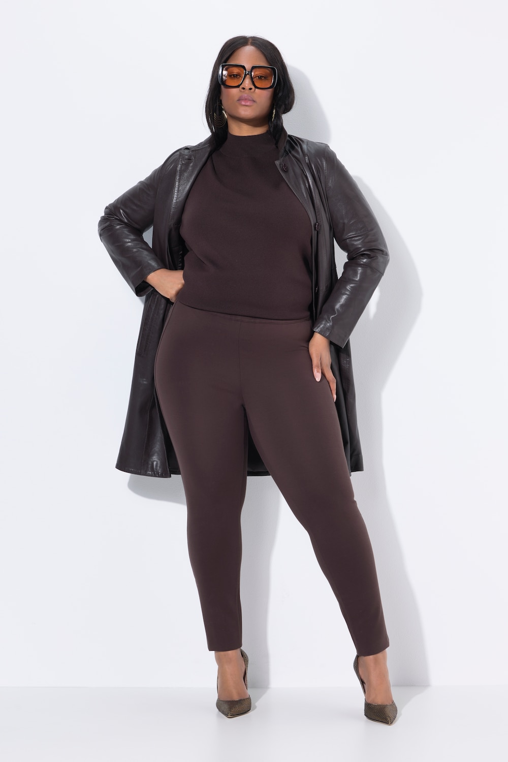 Große Größen Punto-Hose Sienna, Damen, braun, Größe: 54, Viskose/Synthetische Fasern, Ulla Popken von Selection