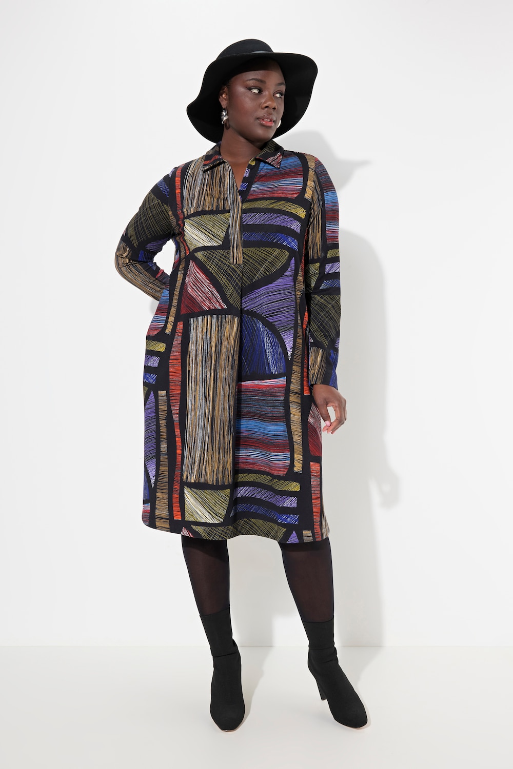 Große Größen Punto-Kleid, Damen, schwarz, Größe: 50/52, Viskose/Synthetische Fasern, Ulla Popken von Selection