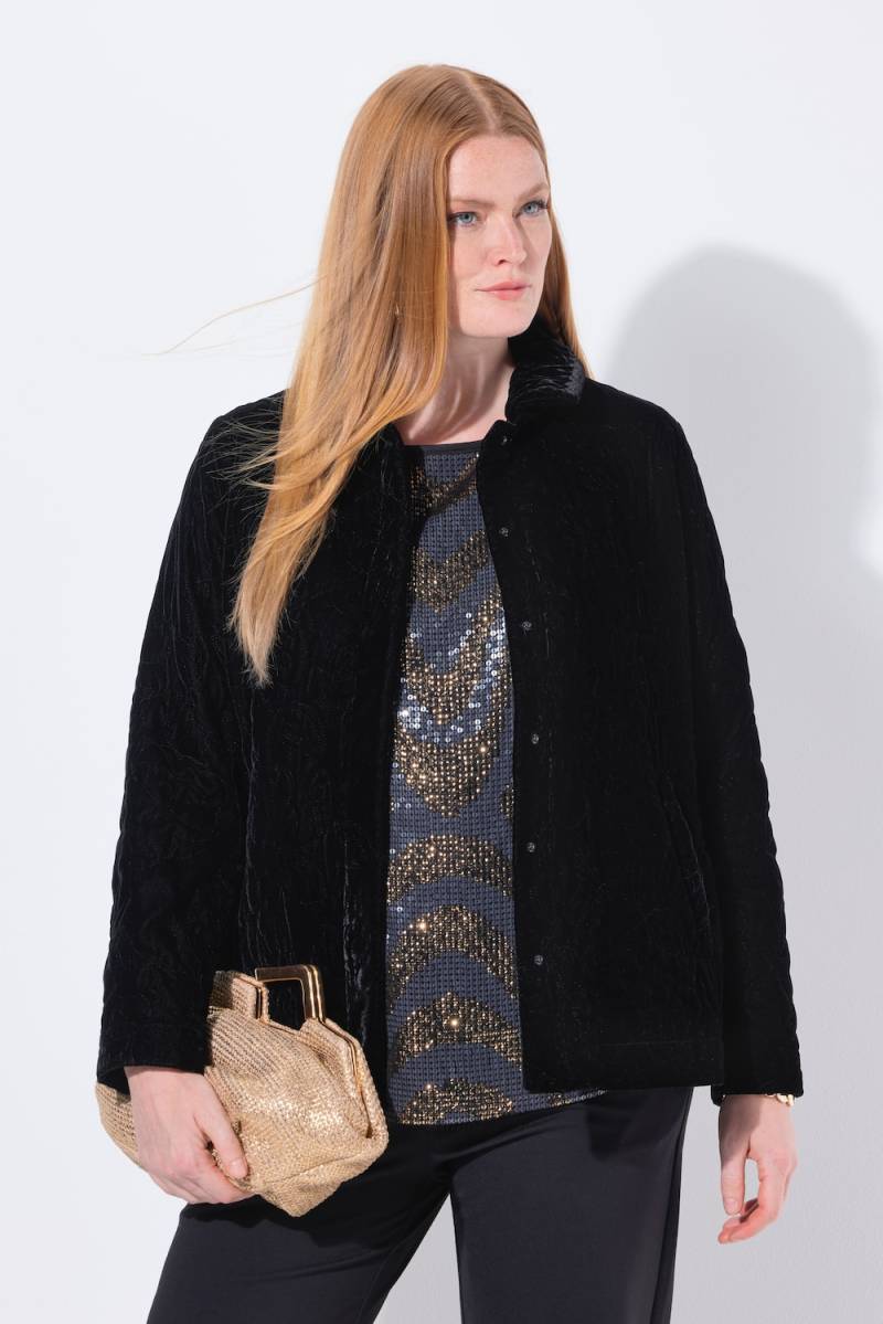 Große Größen Samtjacke, Damen, schwarz, Größe: 50/52, Polyester, Ulla Popken von Selection