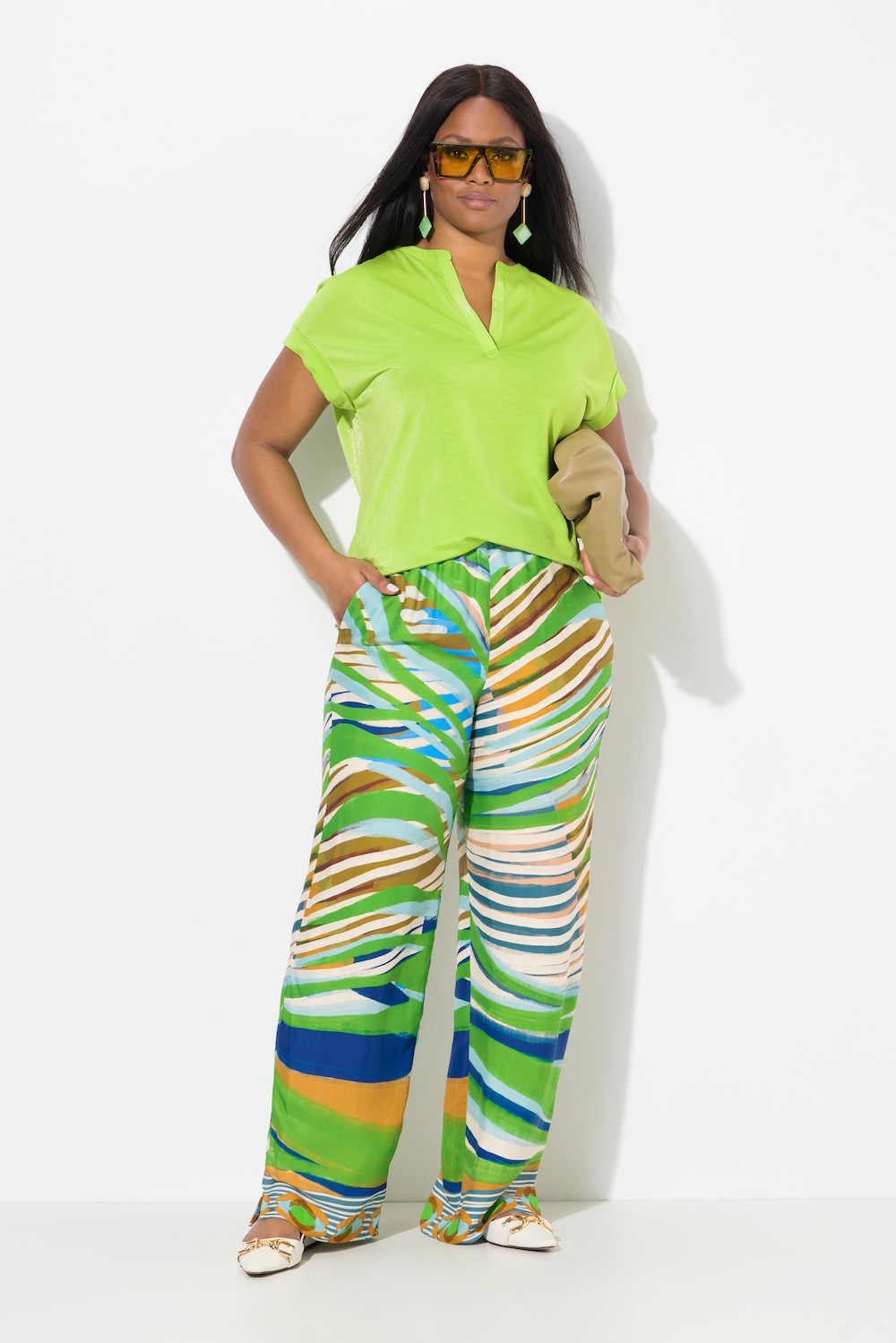 Große Größen Satinhose, Damen, grün, Größe: 54/56, Viskose, Ulla Popken von Selection