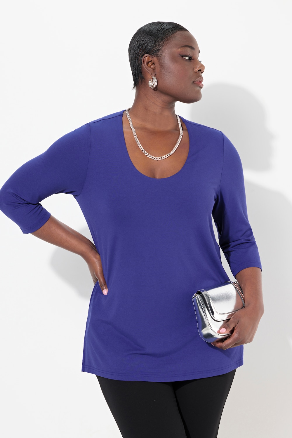 Große Größen Shirt, Damen, blau, Größe: 54/56, Viskose, Ulla Popken von Selection