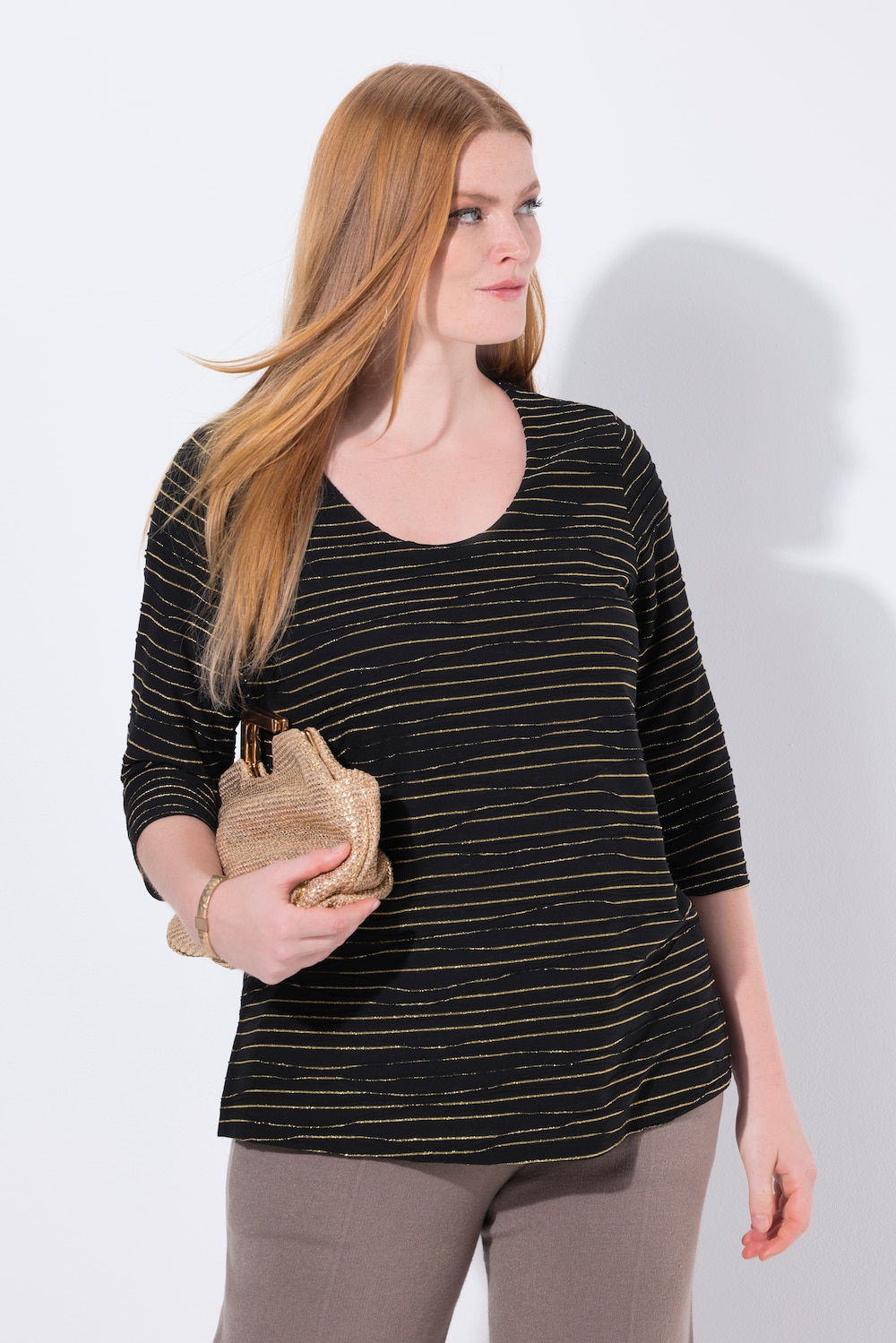 Große Größen Shirt, Damen, schwarz, Größe: 50/52, Viskose, Ulla Popken von Selection