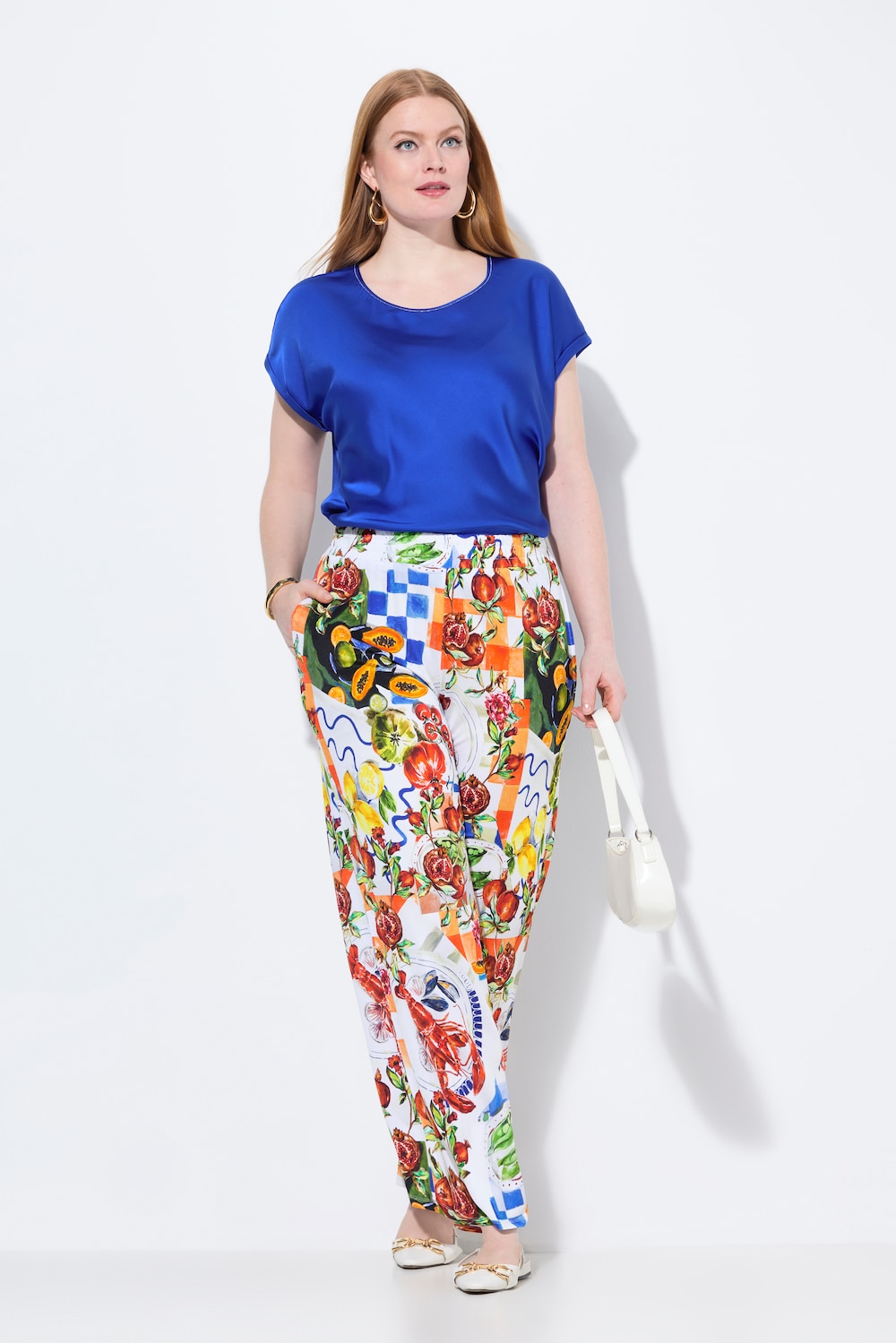 Große Größen Slinky-Hose, Damen, blau, Größe: 42/44, Viskose, Ulla Popken von Selection