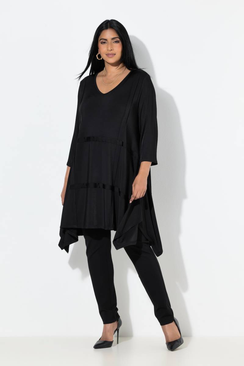 Große Größen Slinky Kleid mit Zipfelsaum, Damen, schwarz, Größe: 58/60, Viskose, Ulla Popken von Selection