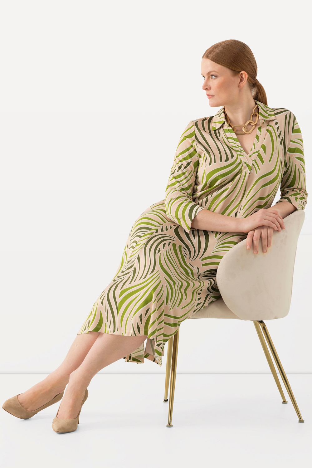 Große Größen Slinky-Midikleid, Damen, beige, Größe: 54/56, Viskose, Ulla Popken von Selection
