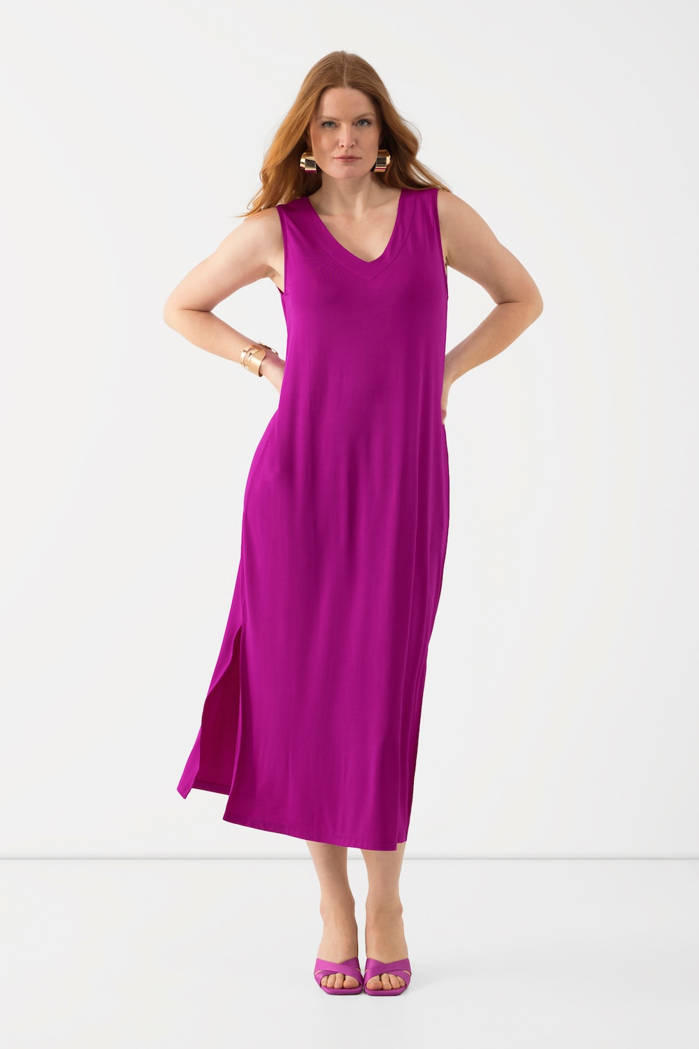 Große Größen Slinky-Midikleid, Damen, lila, Größe: 42/44, Viskose, Ulla Popken von Selection