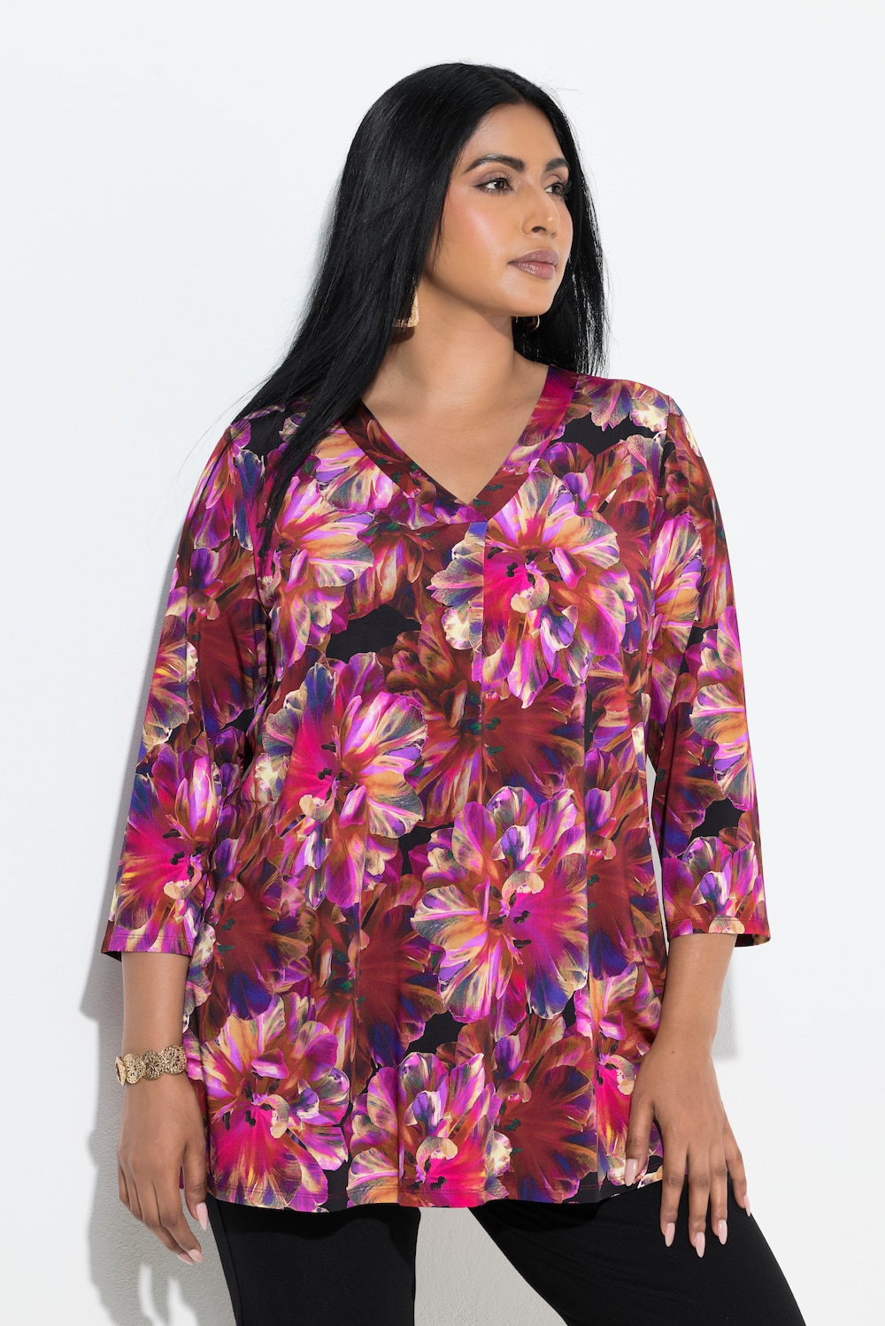 Große Größen Slinky-Shirt, Damen, lila, Größe: 50/52, Viskose, Ulla Popken von Selection