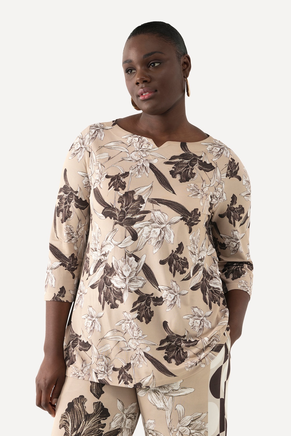 Große Größen Slinkyshirt, Damen, beige, Größe: 46/48, Viskose, Ulla Popken von Selection