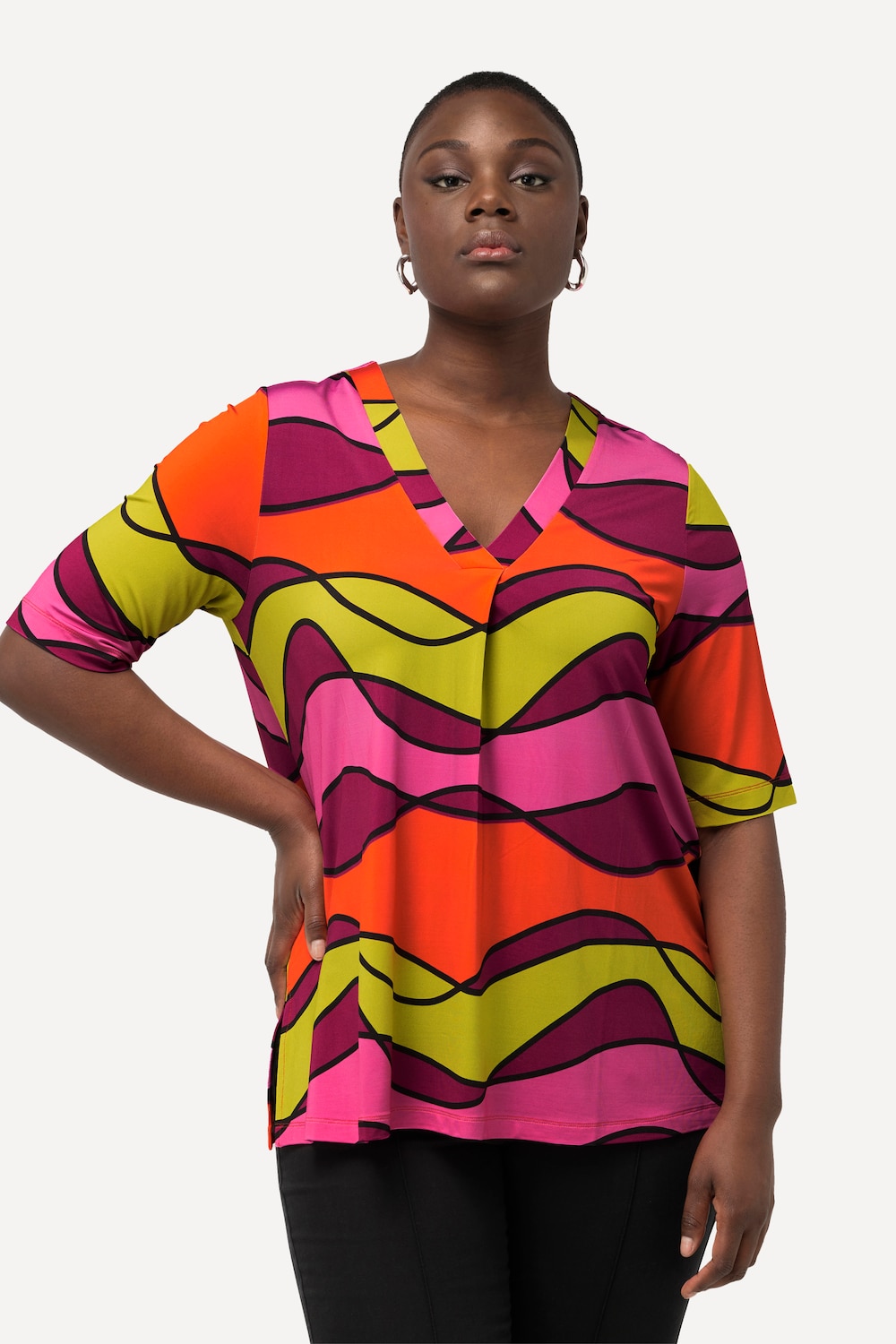 Große Größen Slinkyshirt, Damen, orange, Größe: 46/48, Viskose, Ulla Popken von Selection