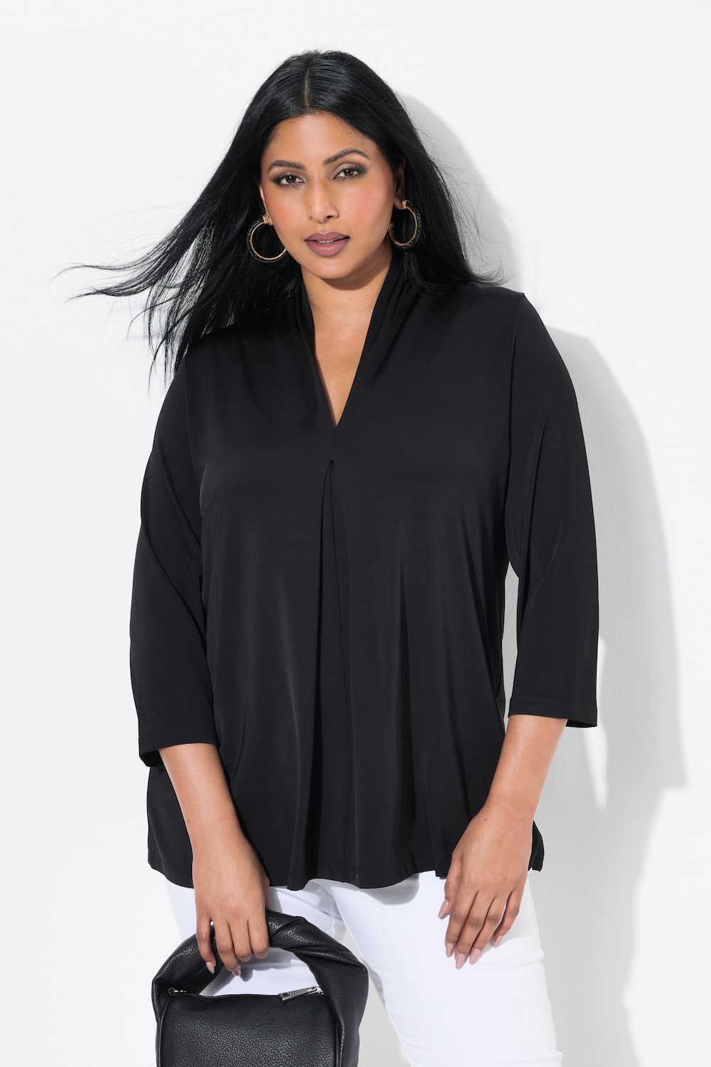 Große Größen Slinkyshirt, Damen, schwarz, Größe: 54/56, Viskose, Ulla Popken von Selection