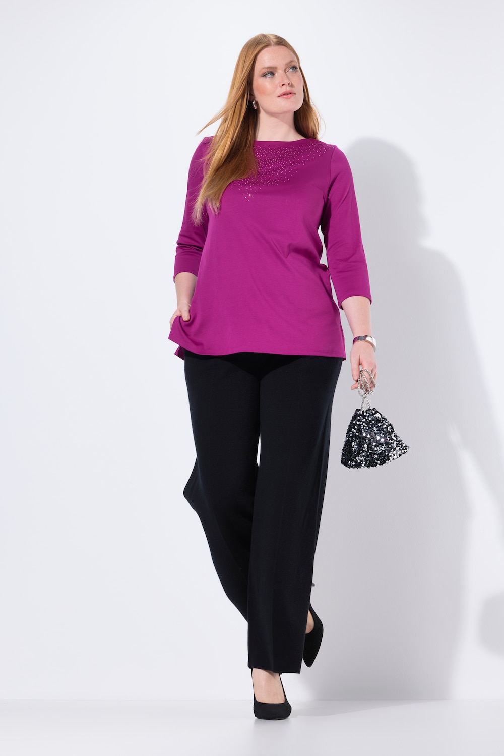 Große Größen Strickhose, Damen, schwarz, Größe: 58/60, Viskose/Polyester/Synthetische Fasern, Ulla Popken von Selection