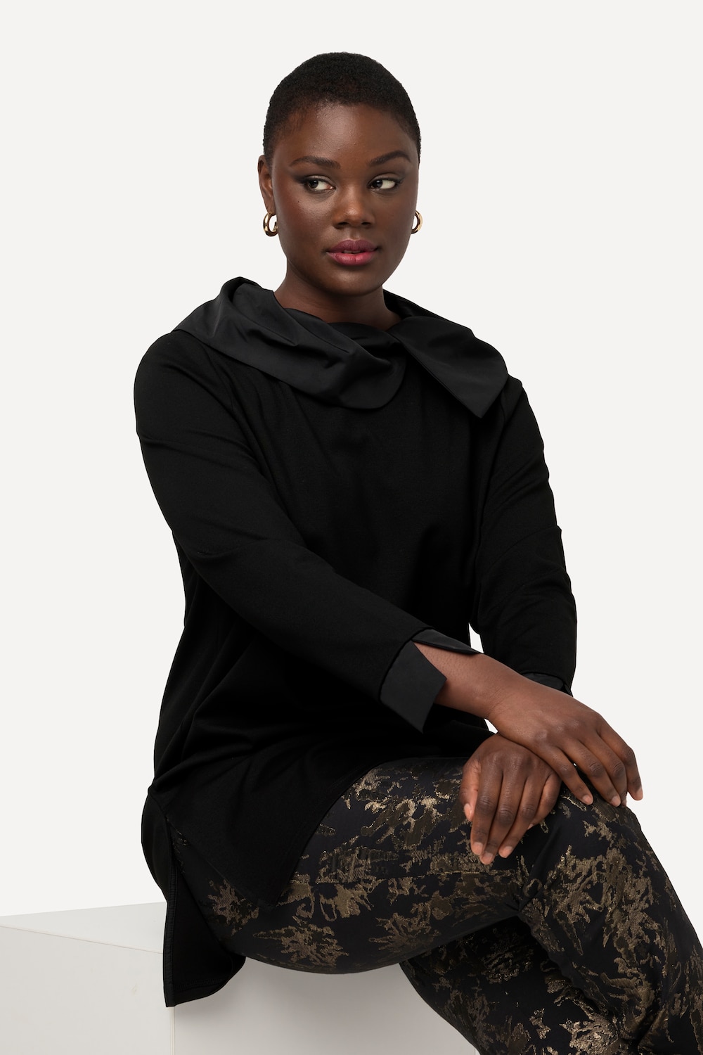 Große Größen Sweatshirt, Damen, schwarz, Größe: 42/44, Synthetische Fasern/Viskose/Polyester, Ulla Popken von Selection