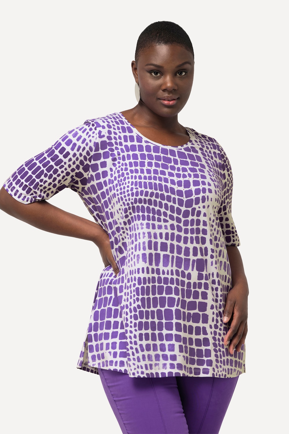 Große Größen T-Shirt, Damen, lila, Größe: 46/48, Baumwolle, Ulla Popken von Selection