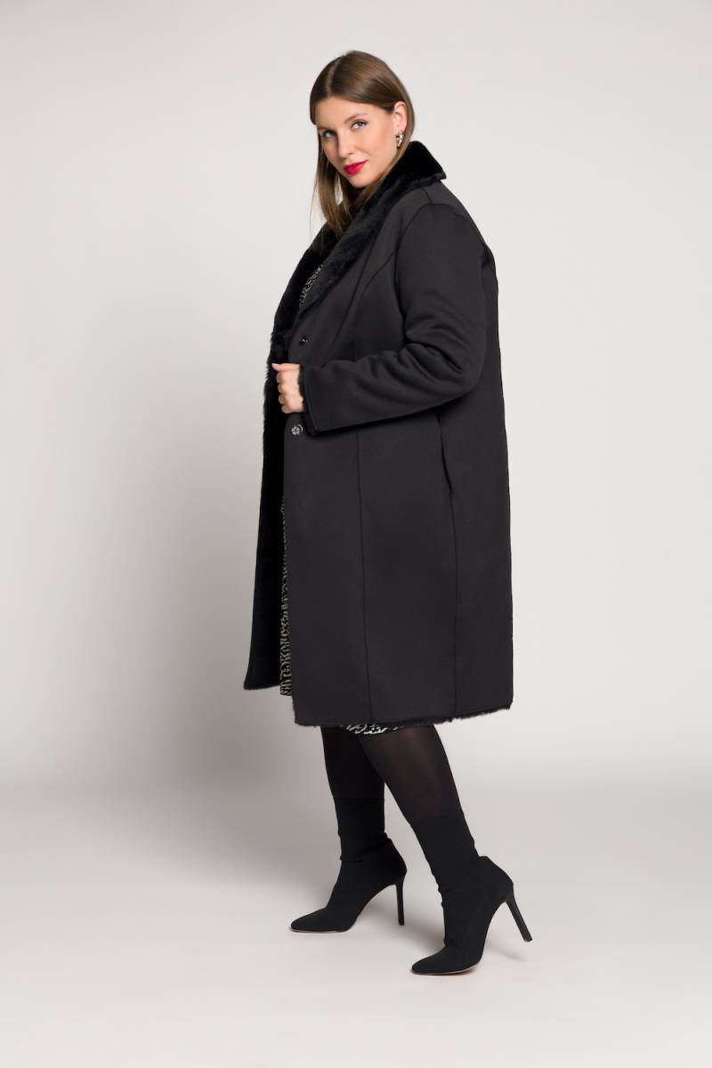 Große Größen Wendemantel, Damen, schwarz, Größe: 54/56, Polyester, Ulla Popken von Selection