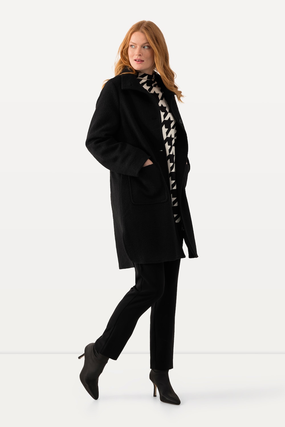 Große Größen Wollwalk-Mantel, Damen, schwarz, Größe: 42/44, Polyester/Wolle, Ulla Popken Große Größen Wollwalk-Mantel, Damen, schwarz, Größe: 42/44, Polyester/Wolle, Ulla Popken von Selection