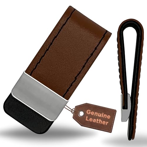 Selective Cards|Geldscheinklammer echtes Leder mit Edelstahl Optik.Edel und Modern für Männer mit Stil und Klasse|Geldklammer | Money Clip|Geldclip (Dunkelbraun) von Selective Cards