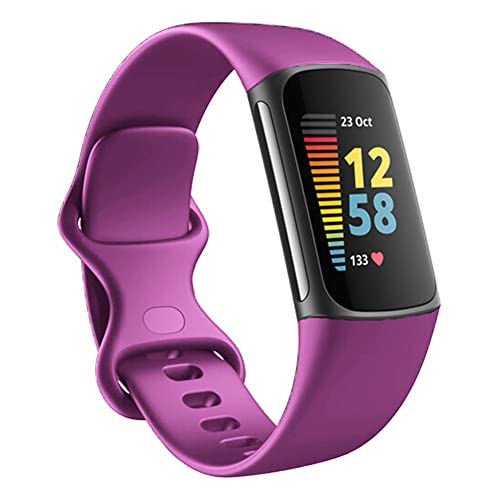 Ersatzbänder kompatibel mit Fitbit Charge 5 Bänder/Fitbit Charge 6 Bänder für Damen und Herren, Silikon Fitness Sport Armbänder für Damen Herren klein groß (klein, lila) von Seleek
