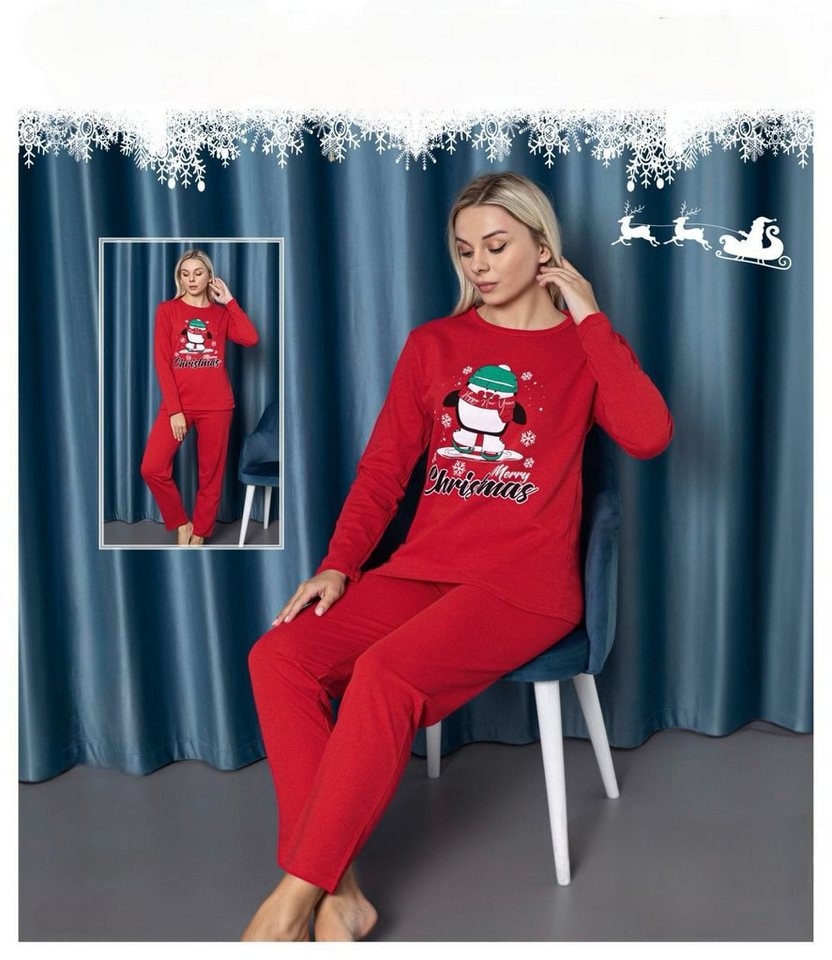 Selef Creation Pyjama Damen Pyjama Schlafanzug Baumwolle Christmas Weihnachten (2) von Selef Creation