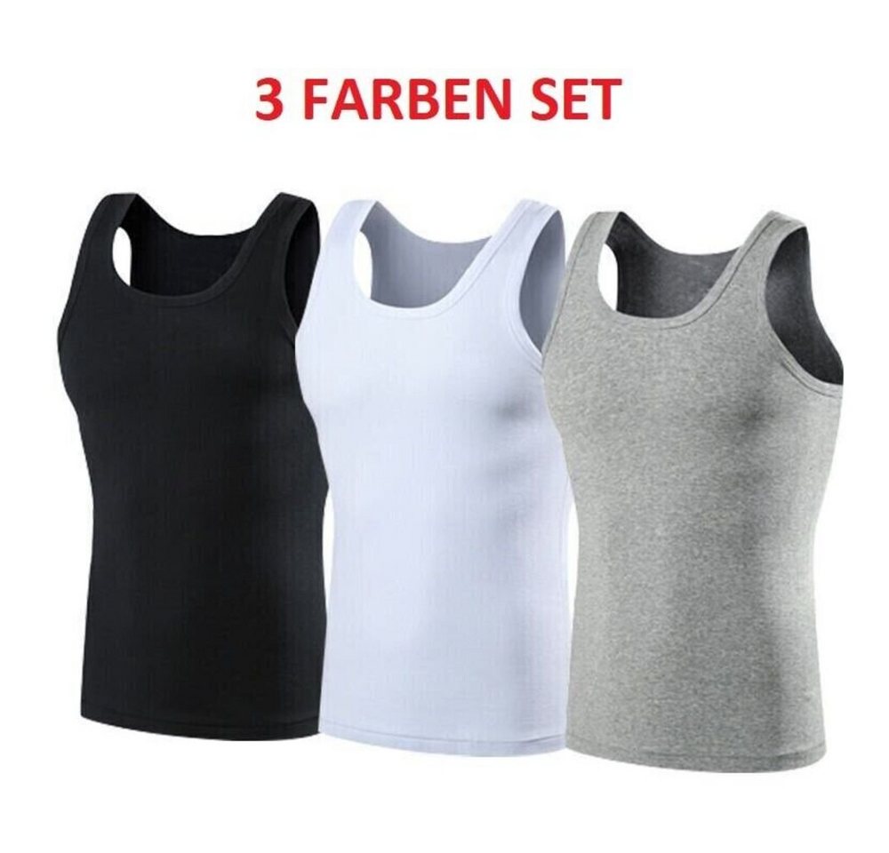 Selef Creation Unterhemd 3 FARBEN SET PREMIUM Herren Unterhemd Tank-Top Sport 100% Baumwolle (3er Set) von Selef Creation