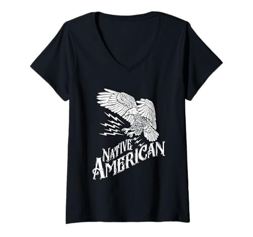 Damen Ein Adler mit Blitzbolzen Indianer Legendärer Vogel T-Shirt mit V-Ausschnitt von Selena's things
