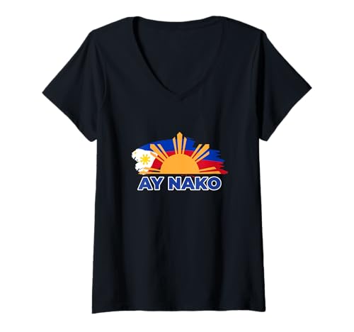 Damen Lustiger philippinischer Ausdruck Ay Nako Philippinen Pinoy Pride T-Shirt mit V-Ausschnitt Damen Lustiger philippinischer Ausdruck Ay Nako Philippinen Pinoy Pride T-Shirt mit V-Ausschnitt von Selena's things