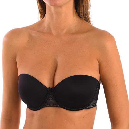 SELENE Silvia C Trägerloser BH mit Körbchengröße C – Schwarz, Größe 100, Schwarz , 85C von Selene