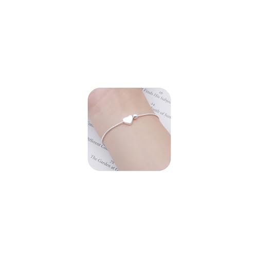 Seleneva 925 Sterling Silber Herz Armband Silber Charm Armbänder für Frauen Mädchen Schlangenkette Freunde Schwester Tochter Junges Mädchen Schmuck, One Size, Edelstahl, Kein Edelstein Seleneva 925 Sterling Silber Herz Armband Silber Charm Armbänder für Frauen Mädchen Schlangenkette Freunde Schwester Tochter Junges Mädchen Schmuck, One Size, Edelstahl, Kein Edelstein von Seleneva