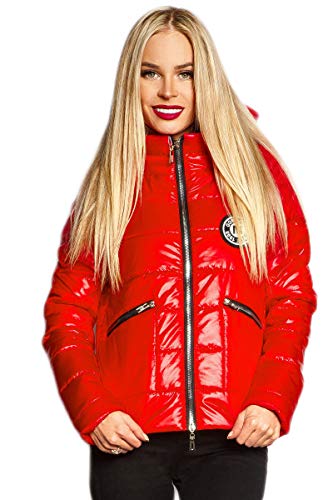 Selente #Fashionista Damen Jacke als praktische Übergangsjacke/leichte Winterjacke/Kurze Steppjacke in modischem Design ideal für Frühling und Herbst, Modell 1 Rot, Größe S von Selente