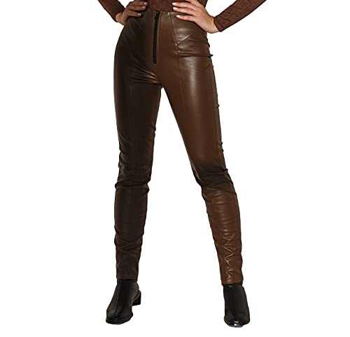 Selente #Fashionista Damen Leggings in Leder-Optik auf Wildlederbasis, Schokolade, Größe S von Selente