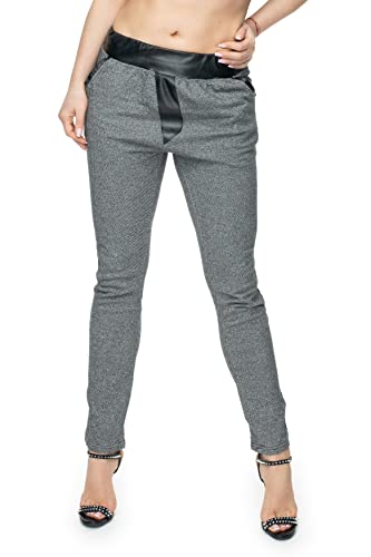 Selente #Fashionista Damen Stoffhose (Made in EU), Pull-On-Hose Dunkelgrau Leder 2, Gr. L-XL von Selente