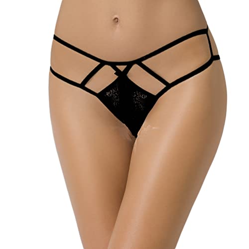 Selente Love & Fun attraktiver und bequemer Damen Tanga, Made in EU, schwarz ouvert mit Riemen, Gr. S/M von Selente