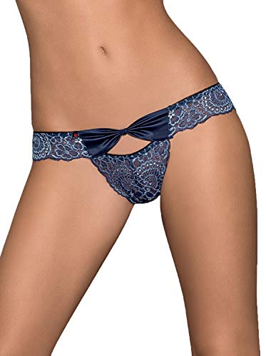 Selente Love & Fun attraktiver und bequemer Damen Tanga, mit zarter Spitze, (S-M, Blau) von Selente