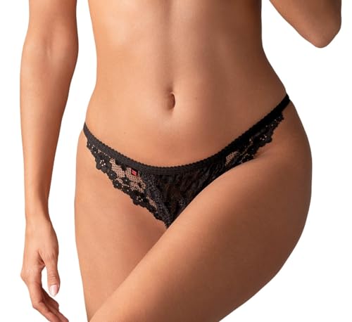 Selente Love & Fun attraktiver und bequemer Damen Tanga/Slip, als Ouvert, (L/XL, Schwarz-Spitze-Ouvert-2) von Selente