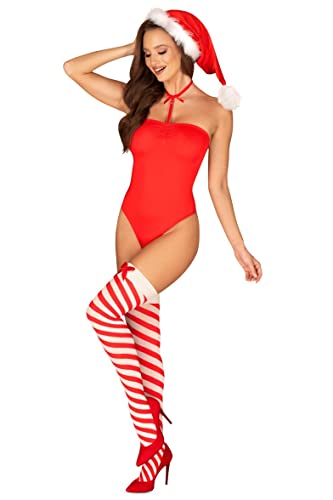 Selente Love & Fun mehrteiliges Damen Wäsche-Set in verlockendem Weihnachts-Design, mit exklusiver Satin-Augenbinde, Made in EU (S, Body-Mütze-Halsband-Strümpfe) von Selente