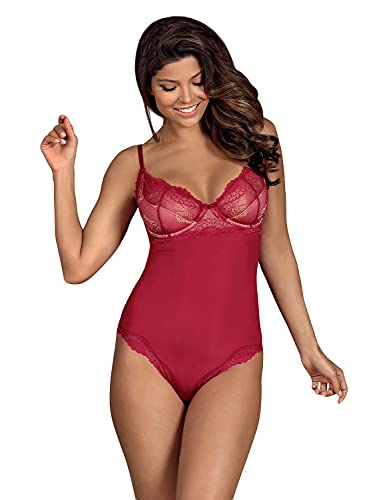 Selente Love & Fun verführerisches 2-teiliges Damen Dessous-Set aus Body/Ouvert-Body & Satin-Augenbinde, made in EU (S-M, Bordeaux gepolstert) von Selente