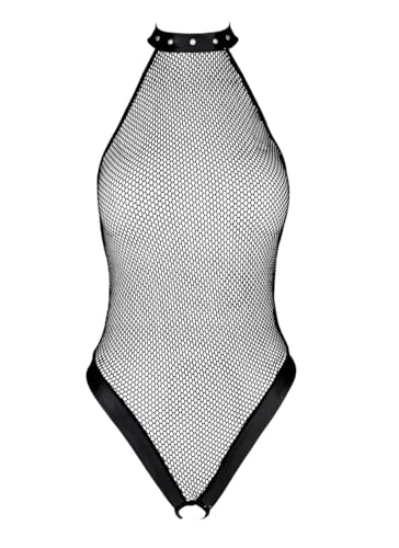 Selente Love & Fun verführerisches 2-teiliges Damen Dessous-Set aus Body und exklusiver Satin-Augenbinde, Made in EU, Schwarz-Netz, Gr. S/M von Selente