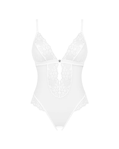 Selente Love & Fun verführerisches Damen Dessous-Set aus Ouvert-Body & Satin-Augenbinde, made in EU, Weiß-Ouvert, Gr. XL-XXL von Selente