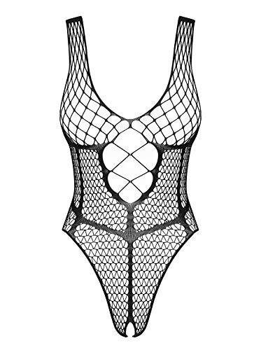 Selente Love & Fun verführerisches Damen Dessous-Set aus Ouvert-Body & Satin-Augenbinde, Schwarz-Ouvert-Gestrickt, Gr. S-L von Selente